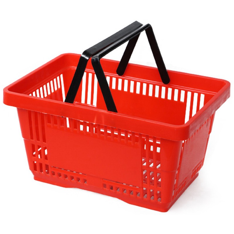 Пластмасова пазарска кошница 22 L — червена/черна